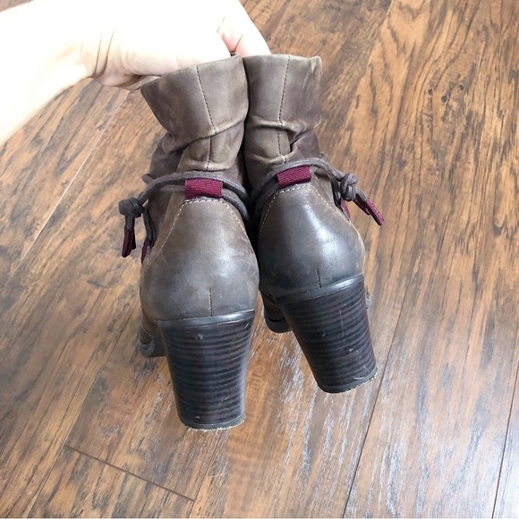 Tamaris • Lizudi ankle boots brown leather booties heeled fleece lined tassel - Picture 10 of 14